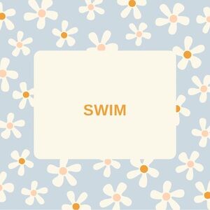 Daisy Graphic Swim Label in Blue & Cream